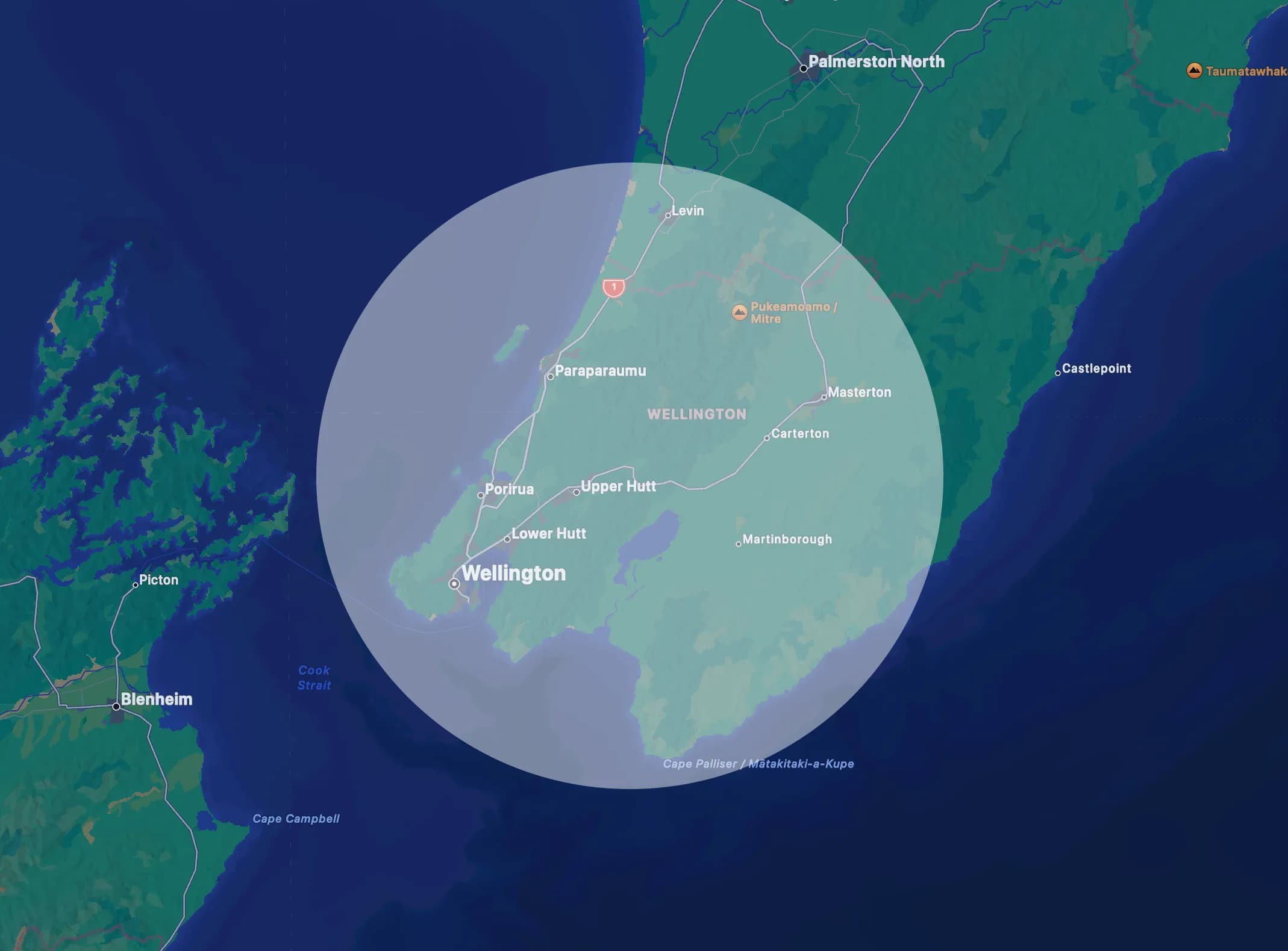 Map of Wellington City Photobooth service area