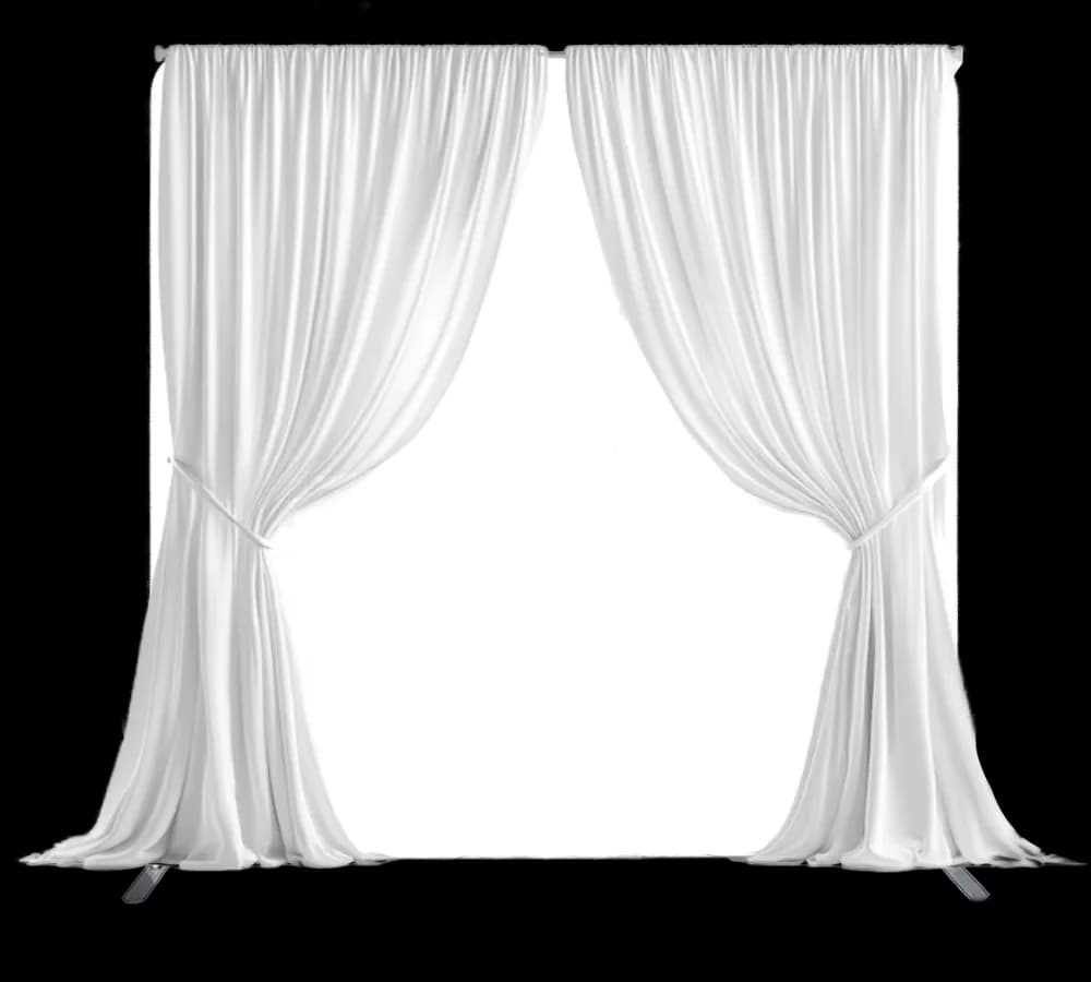 White drape photo booth backdrop